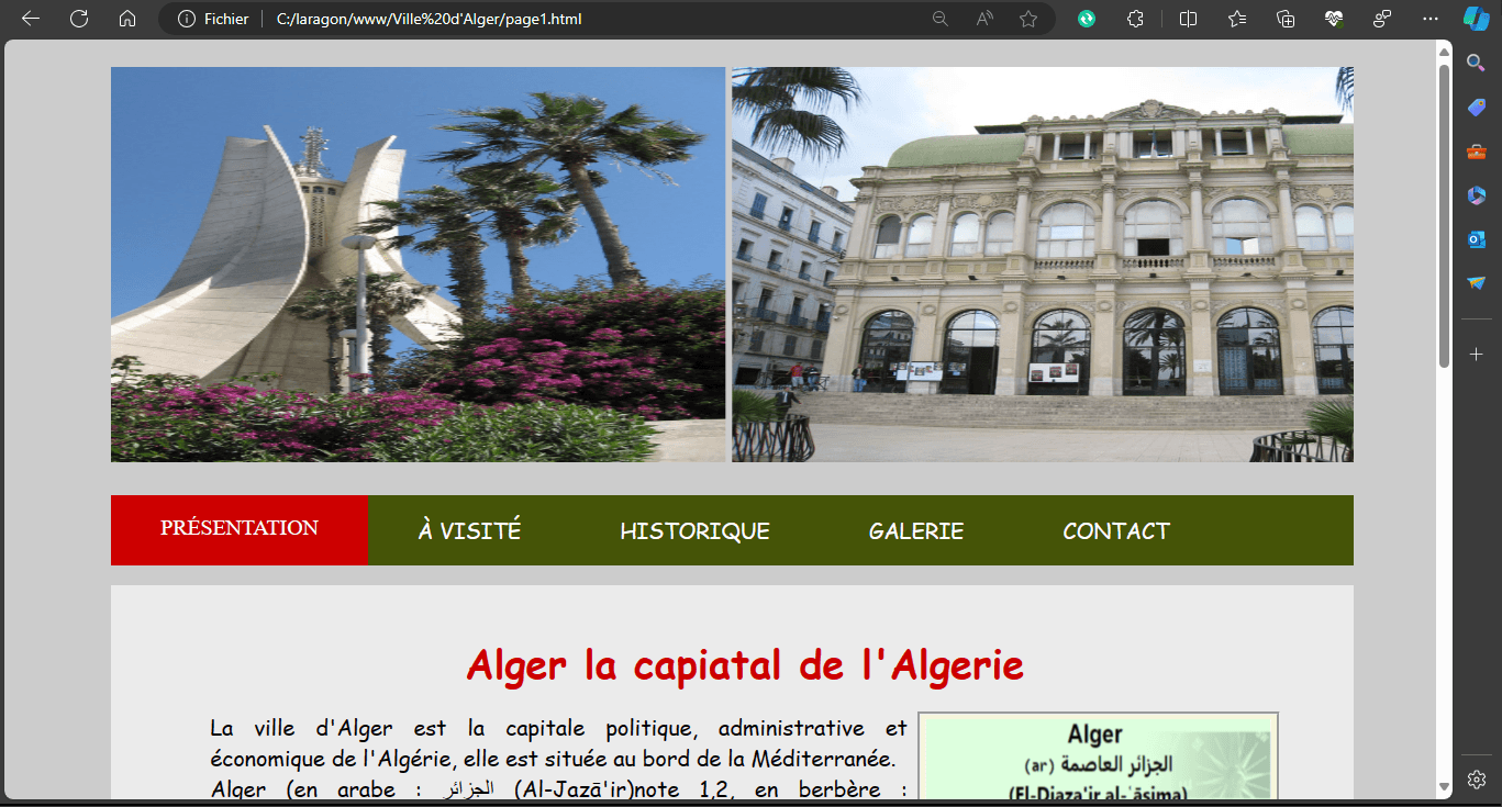 Site statique promotion touristique