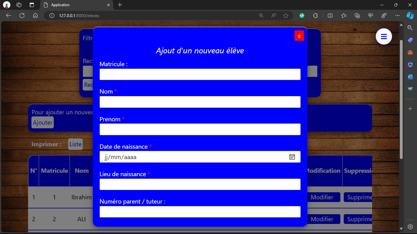 Capture du projet 7