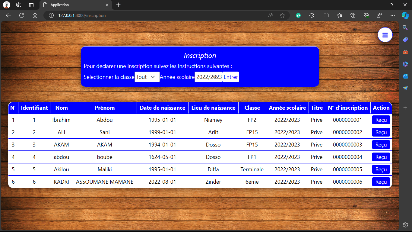 Capture du projet 8