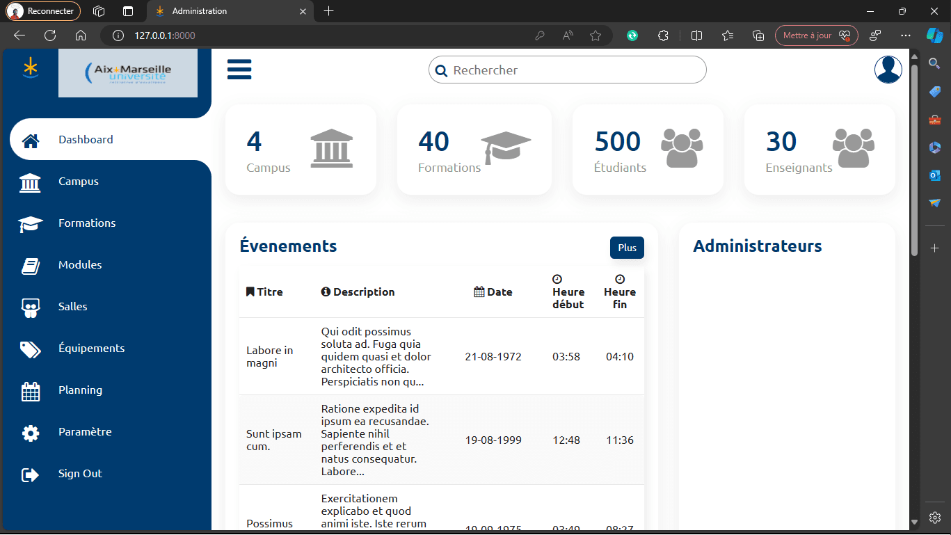 Système Gestion Emploi du Temps